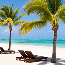 Caribbean Holidays, Haiti All Inclusive, A relaxed all-inclusive resort on a tropical Haitian beach in June, with palm trees, turquoise sea and comfortable sun loungers