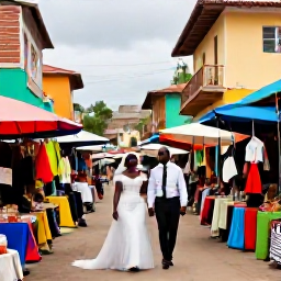 Caribbean Holidays, Haiti April Weddings, A couple exploring a colourful Haitian market and historic town after their April wedding