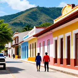 Caribbean Holidays, Haiti August Holidays, Couple exploring the colourful streets and historic buildings of Jacmel, Haiti, with local art, caf&eacute;s and tropical hills in the background