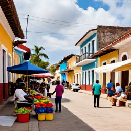 Caribbean Holidays, Haiti August Holidays, Visitors exploring a colourful Haitian market and historic town street, with local crafts, tropical produce and traditional architecture