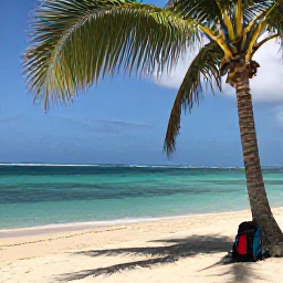 Caribbean Holidays, Haiti Backpacking, A quiet Haitian beach with palm trees, clear turquoise water and a backpack resting beside a traveller