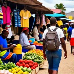 Caribbean Holidays, Haiti Backpacking, Backpacker with a small rucksack walking through a lively Haitian market, surrounded by colourful produce, handmade crafts and friendly local vendors
