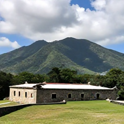 Caribbean Holidays, Haiti Backpacking, Citadelle Laferri&egrave;re and the green mountain landscape of northern Haiti under partly cloudy May skies