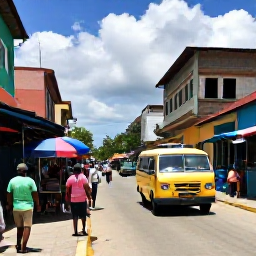 Caribbean Holidays, Haiti Backpacking, Colourful street scene in Port-au-Prince, Haiti, with local markets, tap-tap buses and travellers exploring in warm August weather
