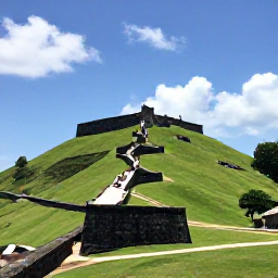 Caribbean Holidays, Haiti Backpacking, Historic Citadelle Laferri&egrave;re fortress on a green mountain ridge near Cap-Ha&iuml;tien, Haiti, under a bright Caribbean sky