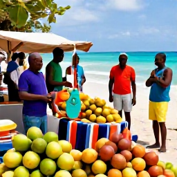 Caribbean Holidays, Haiti Beach Holidays, A colourful Haitian coastal market near the beach, with fresh tropical fruit, local crafts and friendly residents