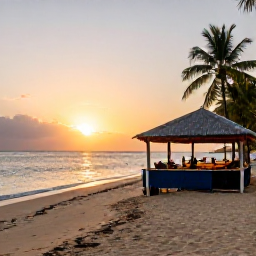 Caribbean Holidays, Haiti Beach Holidays, A Haitian seaside restaurant serving fresh grilled seafood beside a sandy beach at sunset