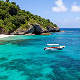Caribbean Holidays, Haiti Beach Holidays, A small boat excursion along Haiti&rsquo;s turquoise coastline, with snorkellers, coral water and rugged green scenery