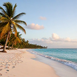 Caribbean Holidays, Haiti Beach Holidays, Quiet Caribbean beach in Haiti during September, with turquoise water, pale sand, palm trees and soft morning light