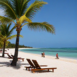 Caribbean Holidays, Haiti Beach Holidays, Travellers relaxing on a quiet Haitian beach in August, with sun loungers, palm-fringed sand and calm blue sea