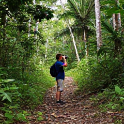 Caribbean Holidays, Haiti Birdwatching, A birdwatcher with binoculars beside a forest trail in Haiti during the green August season