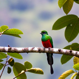 Caribbean Holidays, Haiti Birdwatching, A colourful Hispaniolan trogon perched in a broadleaf forest in Haiti, with soft morning light and lush mountain vegetation