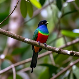 Caribbean Holidays, Haiti Birdwatching, A colourful Hispaniolan trogon perched in lush Haitian mountain forest during early morning birdwatching