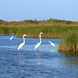 Caribbean Holidays, Haiti Birdwatching, A wetland lagoon on the Haitian coast with herons, egrets and other waterbirds among reeds and calm blue water