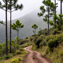 Caribbean Holidays, Haiti Birdwatching, Birdwatchers exploring a quiet Haitian mountain trail surrounded by pine forest and misty hills