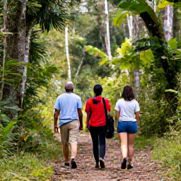 Caribbean Holidays, Haiti Birdwatching, Birdwatchers walking quietly along a forest trail in Haiti's Massif de la Selle during February