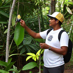 Caribbean Holidays, Haiti Birdwatching, Friendly local birdwatching guide showing visitors birds in a Haitian nature reserve