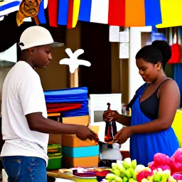 Caribbean Holidays, Haiti Couples Holidays, Couple exploring a colourful Haitian market with handmade crafts, local produce and welcoming stallholders
