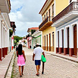 Caribbean Holidays, Haiti Couples Holidays, Couple exploring colourful historic streets and colonial architecture in Jacmel, Haiti