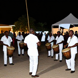 Caribbean Holidays, Haiti Culture Holidays, Haitian musicians playing drums and dancing during an outdoor evening cultural celebration