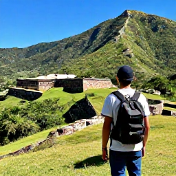 Caribbean Holidays, Haiti December Backpacking, Historic Citadelle Laferri&egrave;re in northern Haiti above green mountain slopes under clear December skies, backpacker viewpoint, realistic photography