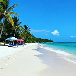 Caribbean Holidays, Haiti December Holidays, Clear Caribbean beach in Haiti during December, with white sand, turquoise water, sun loungers and tropical vegetation