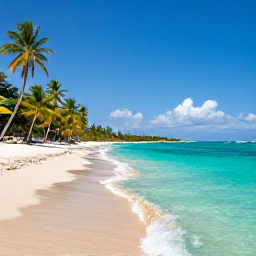 Caribbean Holidays, Haiti December Tours, Clear turquoise Caribbean water and a quiet sandy beach near Jacmel, Haiti, with palm trees and a relaxed December atmosphere