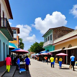 Caribbean Holidays, Haiti December Tours, Colourful Port-au-Prince street scene in Haiti during the dry December season, with local markets and tropical sunlight