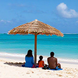 Caribbean Holidays, Haiti Family Holidays, A family relaxing on a beautiful Haitian beach in November, with clear turquoise water, soft sand, shade and gentle waves