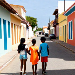 Caribbean Holidays, Haiti Family Holidays, A happy family exploring a colourful Haitian coastal town in warm April sunshine