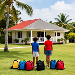 Caribbean Holidays, Haiti Family Holidays, A well-planned family holiday scene in Haiti with comfortable accommodation, packed day bags and a calm tropical setting