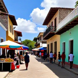 Caribbean Holidays, Haiti Family Holidays, Families exploring a colourful Haitian market and historic town street, with local crafts, food stalls and welcoming atmosphere