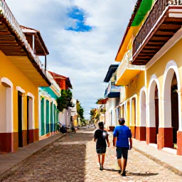 Caribbean Holidays, Haiti February Holidays, A couple exploring colourful historic streets and traditional architecture in Jacmel, Haiti, in bright daytime light