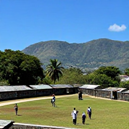 Caribbean Holidays, Haiti February Holidays, Families exploring the historic Citadelle Laferri&egrave;re in northern Haiti, with mountain scenery, tropical vegetation and a clear blue sky