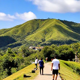 Caribbean Holidays, Haiti February Holidays, Outdoor Haitian landscape in February with green tropical hills, a scenic viewpoint and travellers exploring in warm sunshine