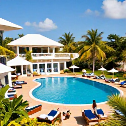 Caribbean Holidays, Haiti February Holidays, Relaxed all-inclusive resort in Haiti with a swimming pool, tropical gardens and guests enjoying a sunny February afternoon