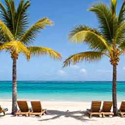 Caribbean Holidays, Haiti February Holidays, Sunny Haitian beach at an all-inclusive resort in February, with turquoise water, palm trees and comfortable loungers