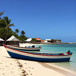 Caribbean Holidays, Haiti Fishing April, Haitian coastal village, colourful boats and a relaxed beach scene under a clear April sky