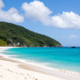 Caribbean Holidays, Haiti Fishing, Haitian coastline with turquoise sea, green hills and a quiet beach under a bright sky