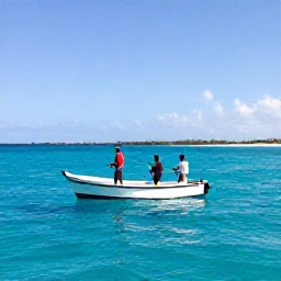 Caribbean Holidays, Haiti Fishing June, A small fishing charter travelling across clear blue Caribbean water off the Haitian coast, with anglers enjoying a sunny June morning