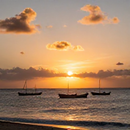 Caribbean Holidays, Haiti Fishing March, Haiti coastline at sunset with fishing boats returning to shore and warm golden light over the Caribbean Sea