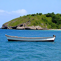 Caribbean Holidays, Haiti Fishing, Small wooden fishing boat heading towards Haiti&rsquo;s blue Caribbean sea with rugged green coastline in the background