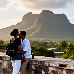 Caribbean Holidays, Haiti Holidays April, Couple exploring the historic Citadelle Laferri&egrave;re in Haiti, dramatic mountain landscape, warm afternoon light and authentic travel atmosphere