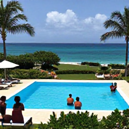Caribbean Holidays, Haiti Holidays April, Haitian coastal resort in April with guests enjoying a swimming pool, tropical gardens and views towards the Caribbean Sea