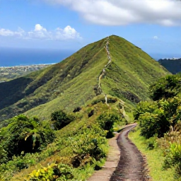 Caribbean Holidays, Haiti Holidays, Green Haitian mountain landscape with a scenic walking trail, tropical vegetation and distant Caribbean views