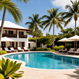 Caribbean Holidays, Haiti Holidays March, Comfortable all-inclusive resort in Haiti with a swimming pool, tropical gardens and guests relaxing in March sunshine