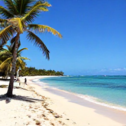 Caribbean Holidays, Haiti Holidays, Palm-fringed Haitian beach with clear blue water, warm sand and a relaxed traveller enjoying the shoreline