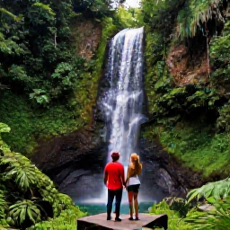 Caribbean Holidays, Haiti Honeymoon April, Haitian mountain waterfall surrounded by lush greenery, with a couple enjoying a scenic viewpoint in April