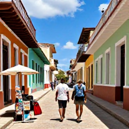 Caribbean Holidays, Haiti Honeymoon July, A couple exploring colourful Haitian streets, local craft stalls and historic architecture in a lively Caribbean town