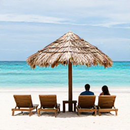 Caribbean Holidays, Haiti Honeymoon July, A peaceful Haitian beach with turquoise water, shaded sun loungers and a couple enjoying a romantic morning by the sea